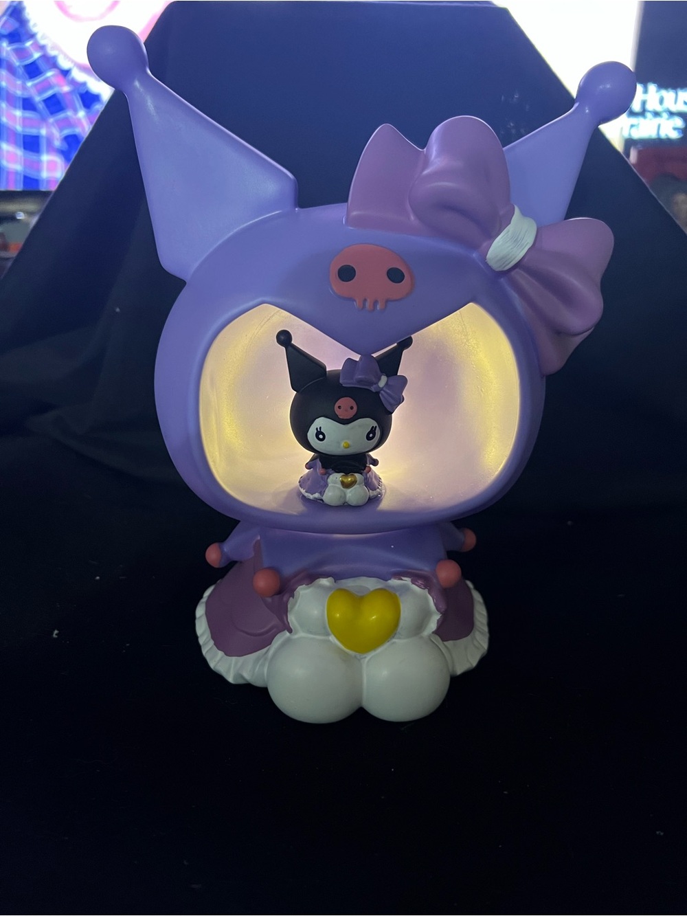 Make me an offer! Sanrio Kuromi Purple Light-Up Figurine Lamp with Yellow Heart